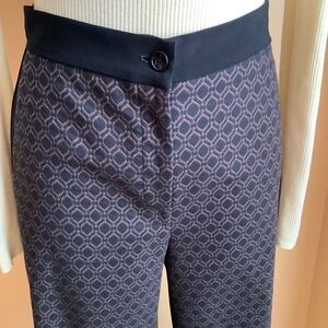 JOSEPH RIBKOFF Black/Brown Geometric Flare Trousers Size 10